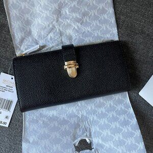 Michael Michael Kors Mercer LG Zip Snap Wallet Leather black NWT